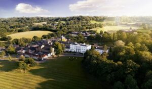 aerial image of the Beaumont Estate with buildings and extensive grounds